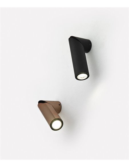 Aplique de pared Giro – Foc – Lámpara de lectura, Cabezal orientable, Metal cobre/negro/blanco