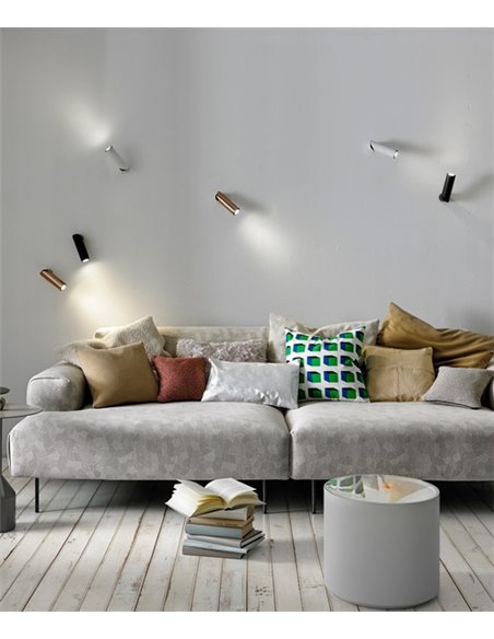 Aplique de pared Giro – Foc – Lámpara de lectura, Cabezal orientable, Metal cobre/negro/blanco