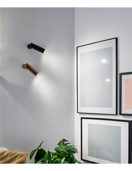 Aplique de pared Giro – Foc – Lámpara de lectura, Cabezal orientable, Metal cobre/negro/blanco