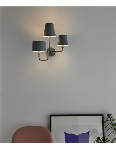 Aplique de pared Tria – Foc – Lámpara decorativa, Metal azul pizarra