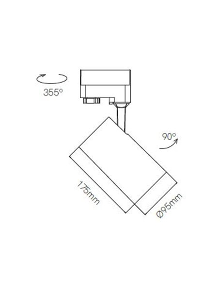 Foco de carril trifásico Zoom – Beneito & Faure – Ajustable 15º-55º, Temperatura color regulable: 2700K/3200K/4000K
