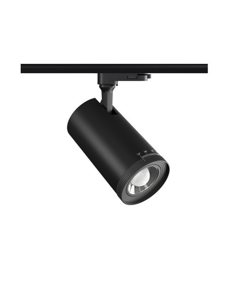 Foco de carril trifásico Zoom – Beneito & Faure – Ajustable 15º-55º, Temperatura color regulable: 2700K/3200K/4000K