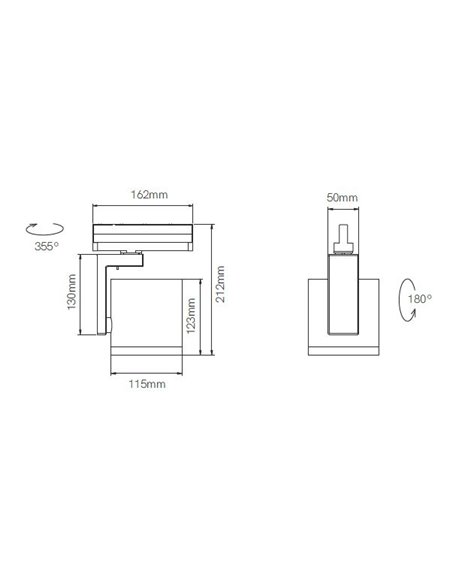 Foco de carril trifásico Lena – Beneito & Faure – Temperatura color regulable en 2.700K / 3.200K / 4.000K, Cabezal orientable