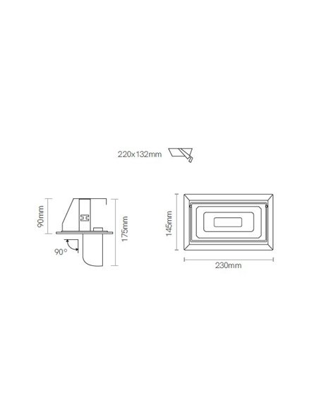 Proyector de techo empotrable Bonn – Beneito & Faure – Lámpara orientable 90º, 40W, LED 3000K/4100 K