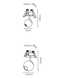 Foco de techo empotrable Bora  – Beneito & Faure – Lámpara LED 2700K/3000K, Disponible en varios acabados, Medidas: Ø 5 cm / 7 c
