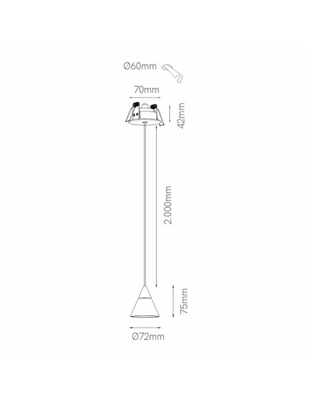 Lámpara colgante empotrable Zoe – Beneito & Faure – Lámpara de techo LED 2700K/3000K, Aluminio blanco o negro