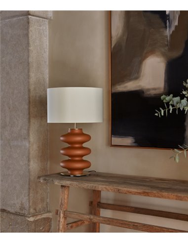 Lámpara de mesa Adon - Aromas - Lámpara de cerámica terracota, Pantalla negra/blanca incluida