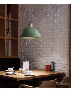 Lámpara colgante Poppol – Massmi – Estructura hierro pintado+detalle madera haya, Cable 1 metro