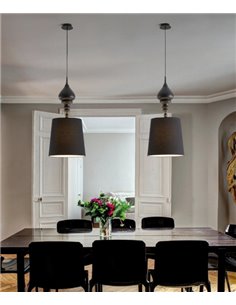 Lámpara colgante Borroco – Massmi – Pantalla de algodón translúcido, Cable de 1 metro negro, 35 cm