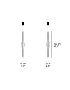 Lámpara colgante Dune Vertical – LZF – Lámpara de madera natural y vidrio soplado, LED regulable, Alto: 120 cm
