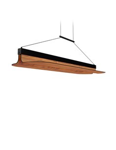 Lámpara colgante Omma horizontal – LZF – Pantalla de madera, LED 3000K regulable, Largo: 123 cm