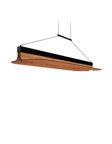 Lámpara colgante Omma horizontal – LZF – Pantalla de madera, LED 3000K regulable, Largo: 123 cm