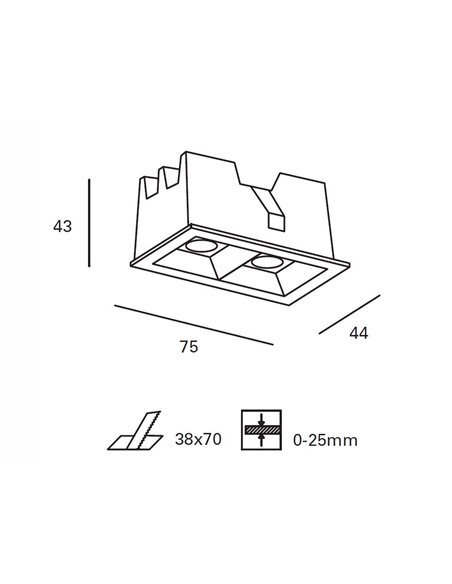 Lámpara de techo empotrable Jim – FORLIGHT – Downlight hasta 5 focos, LED 3000K PRO