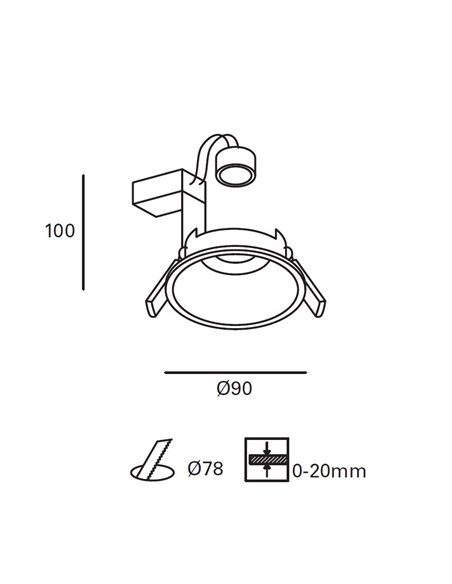 Downlight empotrable Ter – FORLIGHT - Foco de techo de exterior en blanco o negro, Diámetro: 9 cm
