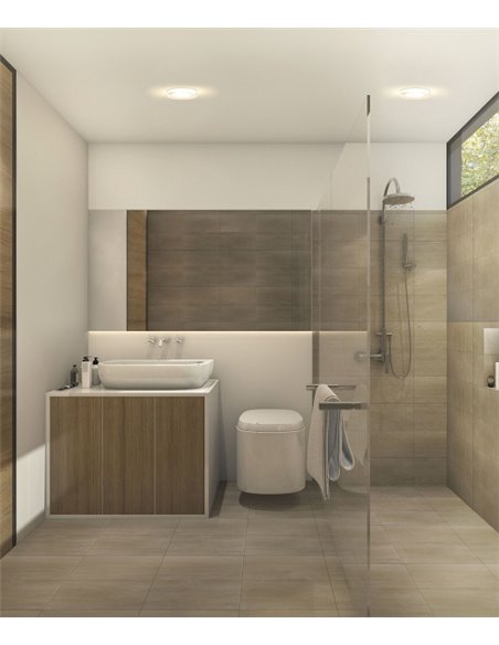 Lámpara de techo emporable Lab – FORLIGHT – Downlight blanco, GU10, Apto para exterior (IP65), Diámetro: 9 cm