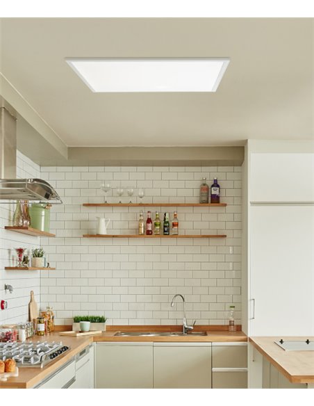  Plafón de techo Square Eco – FORLIGHT – Lámpara cuadrada blanca, PRO LED 4400lm 4000K, Tamaño: 59,6 cm