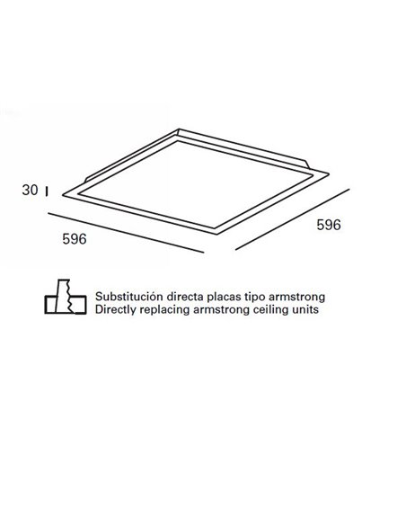  Plafón de techo Square Eco – FORLIGHT – Lámpara cuadrada blanca, PRO LED 4400lm 4000K, Tamaño: 59,6 cm