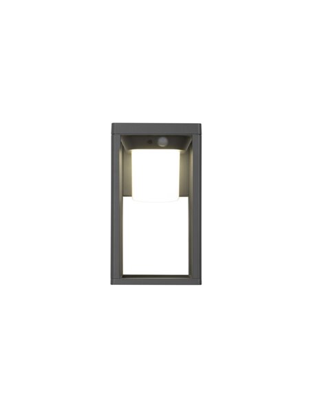 Baliza solar de exterior Bow – FORLIGHT –  Lámpara con sensor de movimiento antracita, LED 3000K, Altura: 25 cm
