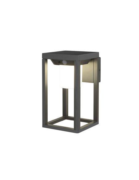 Baliza solar de exterior Bow – FORLIGHT –  Lámpara con sensor de movimiento antracita, LED 3000K, Altura: 25 cm