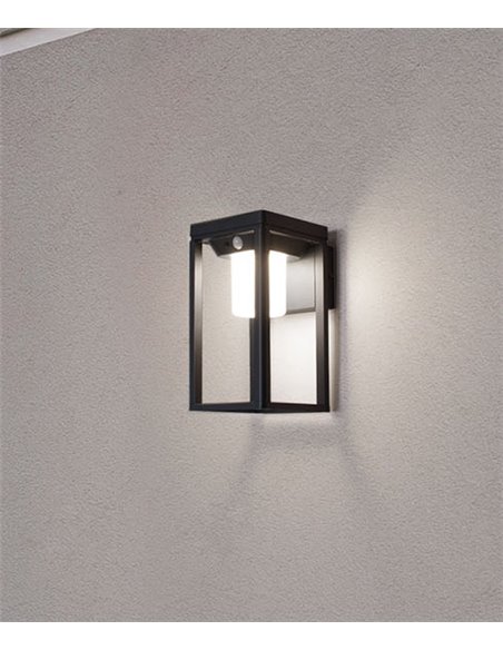 Aplique de pared de exterior solar Bow – FORLIGHT –  Lámpara con sensor de movimiento antracita, LED 3000K, Altura: 25 cm