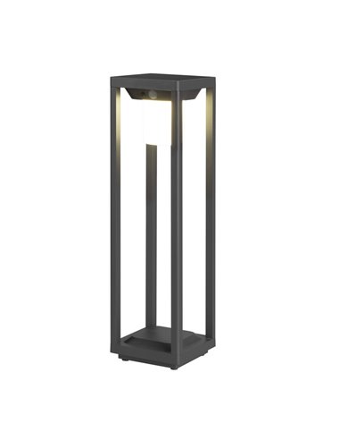Baliza solar de exterior Bow – FORLIGHT –  Lámpara con sensor de movimiento antracita, LED 3000K, Altura: 50 cm
