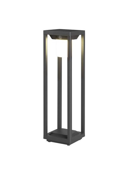 Baliza solar de exterior Bow – FORLIGHT –  Lámpara con sensor de movimiento antracita, LED 3000K, Altura: 50 cm