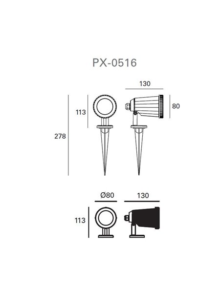 Proyector y estaca de exterior para suelo Neo – FORLIGHT – Lámpara de policarbonato+ABS, LED 3000K, Apto para ambientes salinos