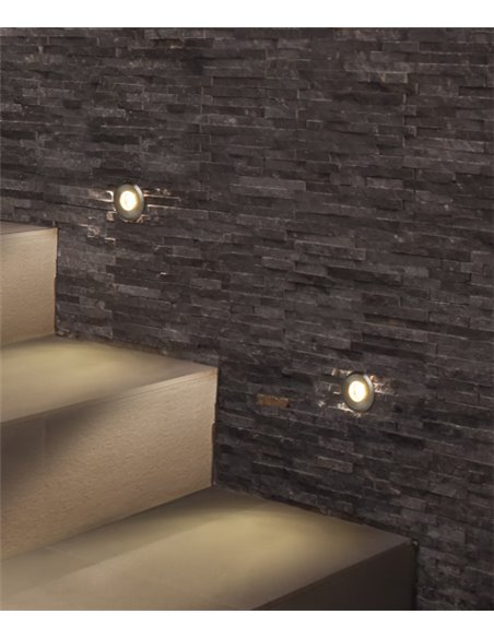 Lámpara empotrable de pared Senya – FORLIGHT – Foco de exterior de aluminio gris, LED 3000K, 2 medidas