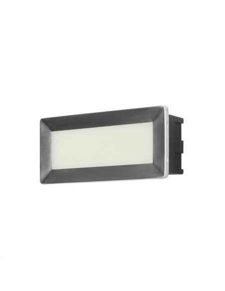 Empotrable de pared de exterior Rect - FORLIGHT – Fabricada en acero inxidable AISI 304, Largo: 20,5 cm, LED 3000K 345 lm