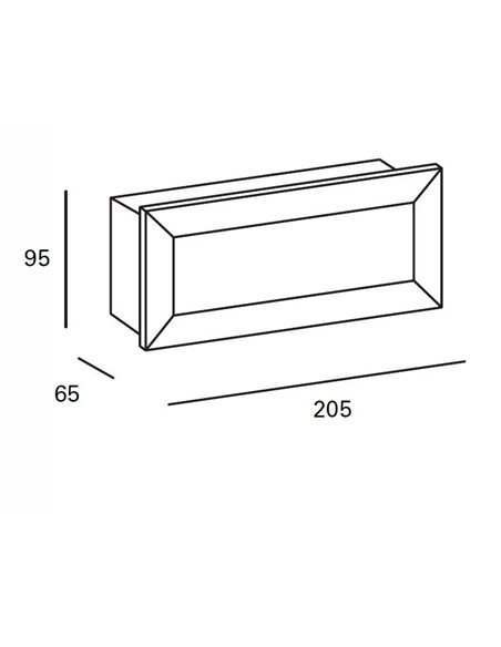 Empotrable de pared de exterior Rect - FORLIGHT – Fabricada en acero inxidable AISI 304, Largo: 20,5 cm, LED 3000K 345 lm