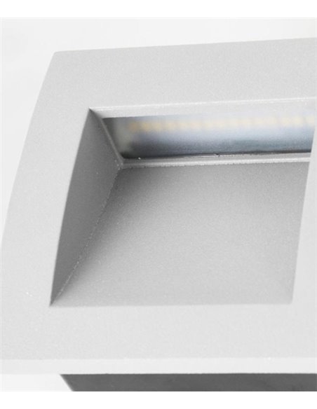 Empotrable de pared de exterior Face – FORLIGHT – Lámpara cuadrada de aluminio gris, LED 3000K o 4000K