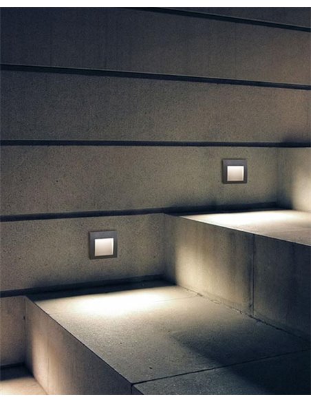 Empotrable de pared de exterior Face – FORLIGHT – Lámpara cuadrada de aluminio gris, LED 3000K o 4000K