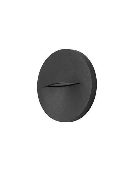 Aplique de pared de exterior Hide – FORLIGHT – Lámpara circular de aluminio antracita, LED 4000K 268 lm, Apto para ambientes sal