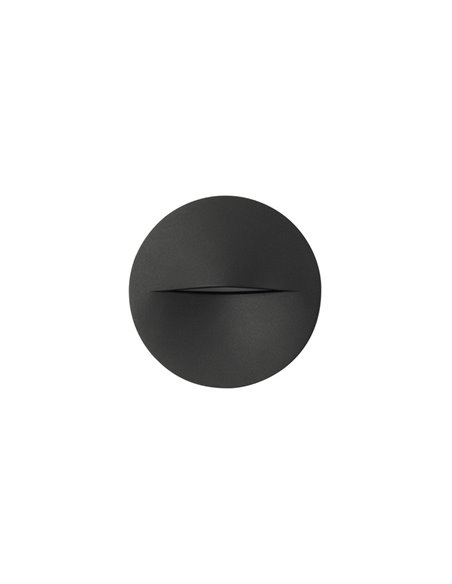Aplique de pared de exterior Hide – FORLIGHT – Lámpara circular de aluminio antracita, LED 4000K 268 lm, Apto para ambientes sal