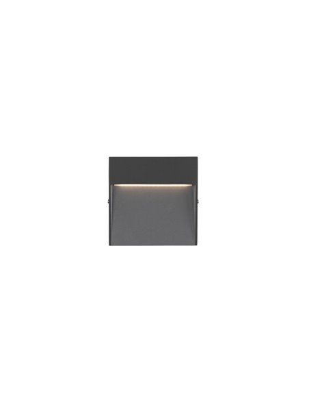 Aplique de pared de exterior Nod – FORLIGHT – Lámpara moderna cuadrada de aluminio, LED 3000K 210 lm, Medidas: 10,5 cm