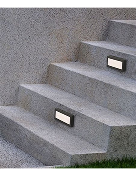 Aplique de pared de exterior Grove – FORLIGHT – Lámpara rectangular con 3 tapas de colores incluidas, LED 4000K 400lm, Apto ambi