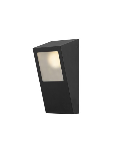 Aplique de pared de exterior Nika – FORLIGHT – Lámpara de acero negra, IP44 E27, Altura: 25 cm