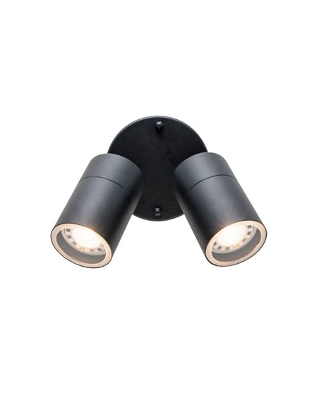 Aplique de pared de exterior Pixa – FORLIGHT – Lámpara negra con 1 o 2 focos, GU10 IP44