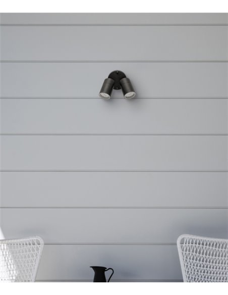 Aplique de pared de exterior Pixa – FORLIGHT – Lámpara negra con 1 o 2 focos, GU10 IP44