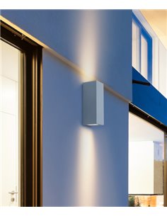 Aplique de pared de exterior Cube – FORLIGHT – Lámpara de acero moderna en gris o negro, Altura: 22 cm, GU10 IP44