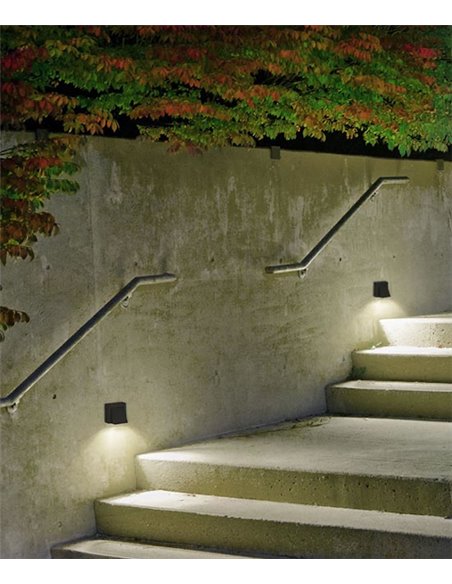 Aplique de pared de exterior Loyd – FORLIGHT – Lámpara de aluminio en gris o negro, LED 3000K