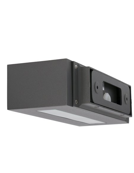 Aplique de pared de exterior Alfil – FORLIGHT – Lámpara de aluminio antracita, E27 IP44, Largo: 28 cm