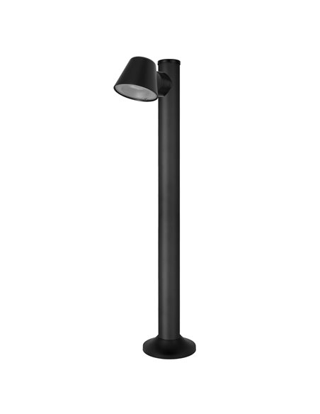 Lámpara baliza de exterior Cone – FORLIGHT – Lámpara negra con 1 o 2 focos, GU10 IP54, Altura: 80 cm