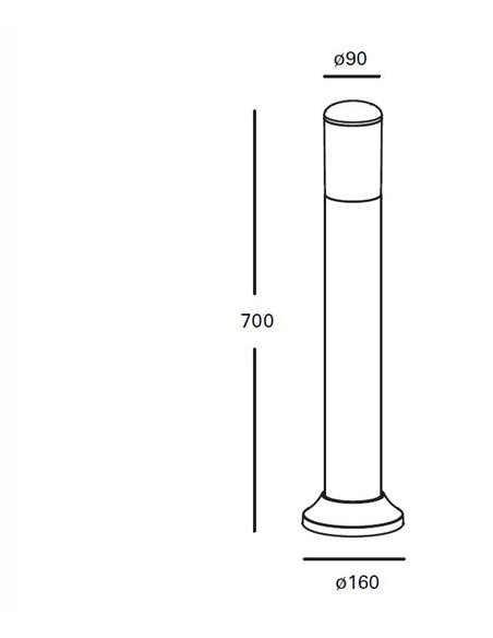 Baliza de exterior Indoo – FORLIGHT – Lámpara negra, E27 IP44, Altura: 70 cm, Apta para ambientes salinos