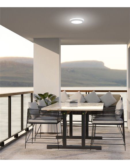 Plafón de exterior Scal – FORLIGHT – Lámpara disponible en 3 medidas, Acabado blanco, LED color luz regulable