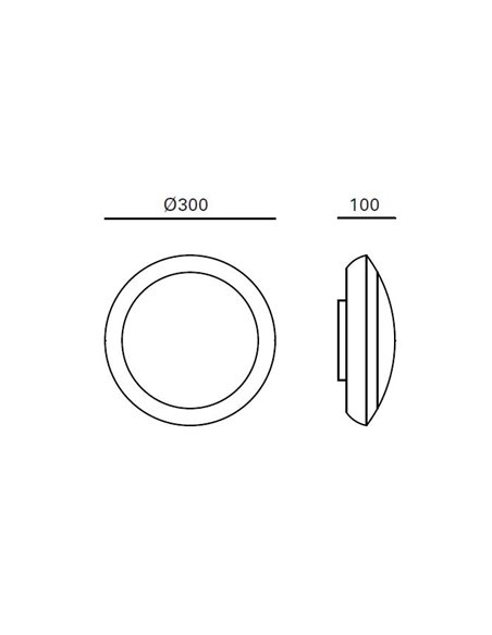 Plafón de techo de exterior Ford – FORLIGHT – Lámpara redonda en 2 colores, Diámetro: 30 cm, Apto para ambientes salinos