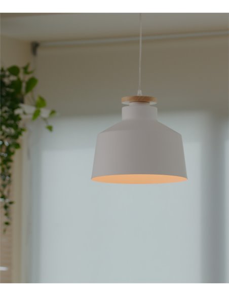 Lámpara colgante Nube – FORLIGHT – Lámpara nórdica de acero y madera, Regulable en altura