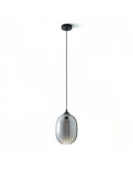 Lámpara colgante Kea – FORLIGHT – Lámpara de cristal negro, Regulable en altura, Diámetro: 20 cm