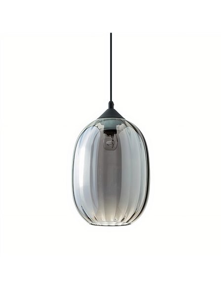 Lámpara colgante Kea – FORLIGHT – Lámpara de cristal negro, Regulable en altura, Diámetro: 20 cm