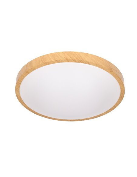 Plafón de techo Tempo Wood – FORLIGHT – Lámpara de aluminio acabado madera, LED 3000K 2300 lm, Diámetro: 41 cm